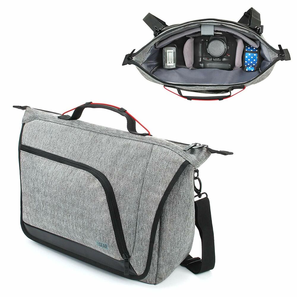 Messenger Camera Bag w/ Customizable Dividers and Weather Resistant Bottom